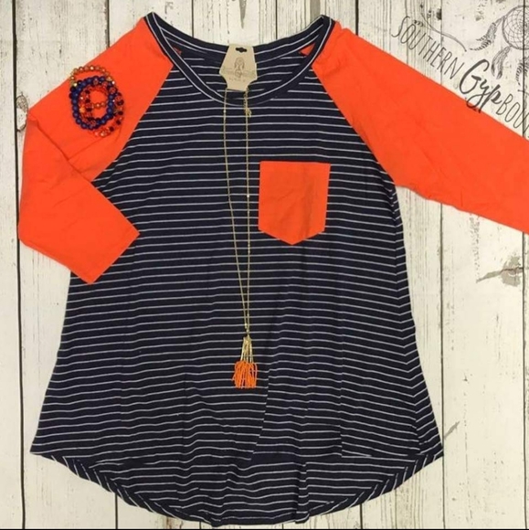 Umgee Zip Front Casual Top with Contrast Stripe Trim